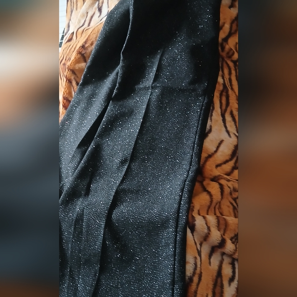 5/6 Sparkly Black Wide-Leg Flared Pants